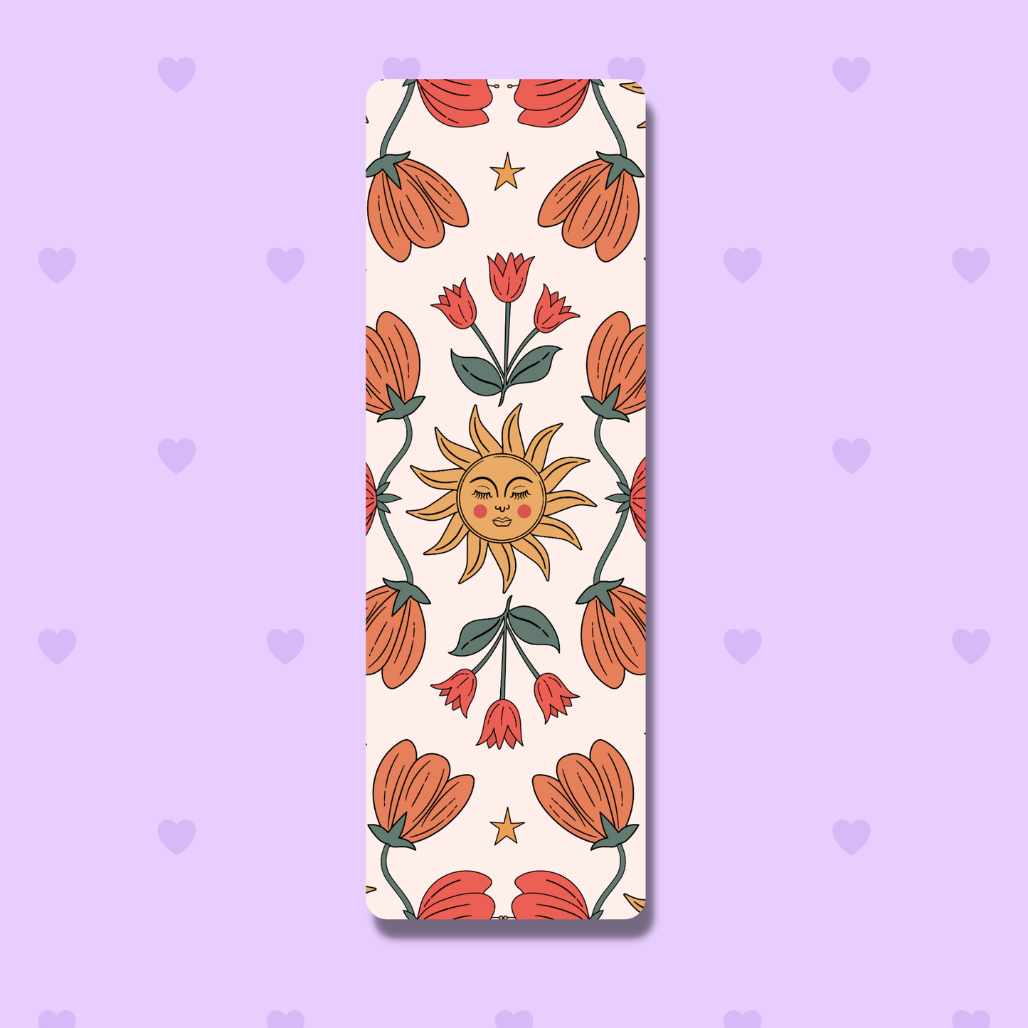 Retro Sun Floral Laminated Bookmark
