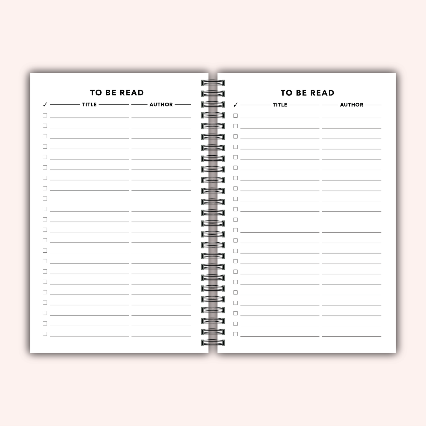 Book review pages with checkboxes, rating stars, and space for review notes