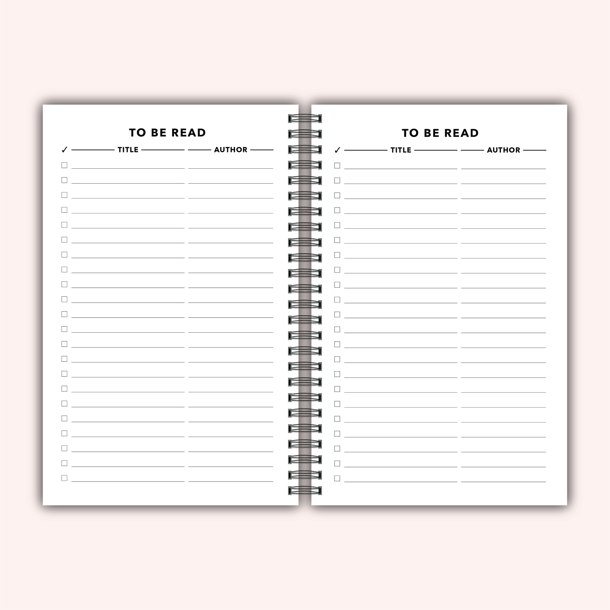 Book review pages with checkboxes, rating stars, and space for review notes