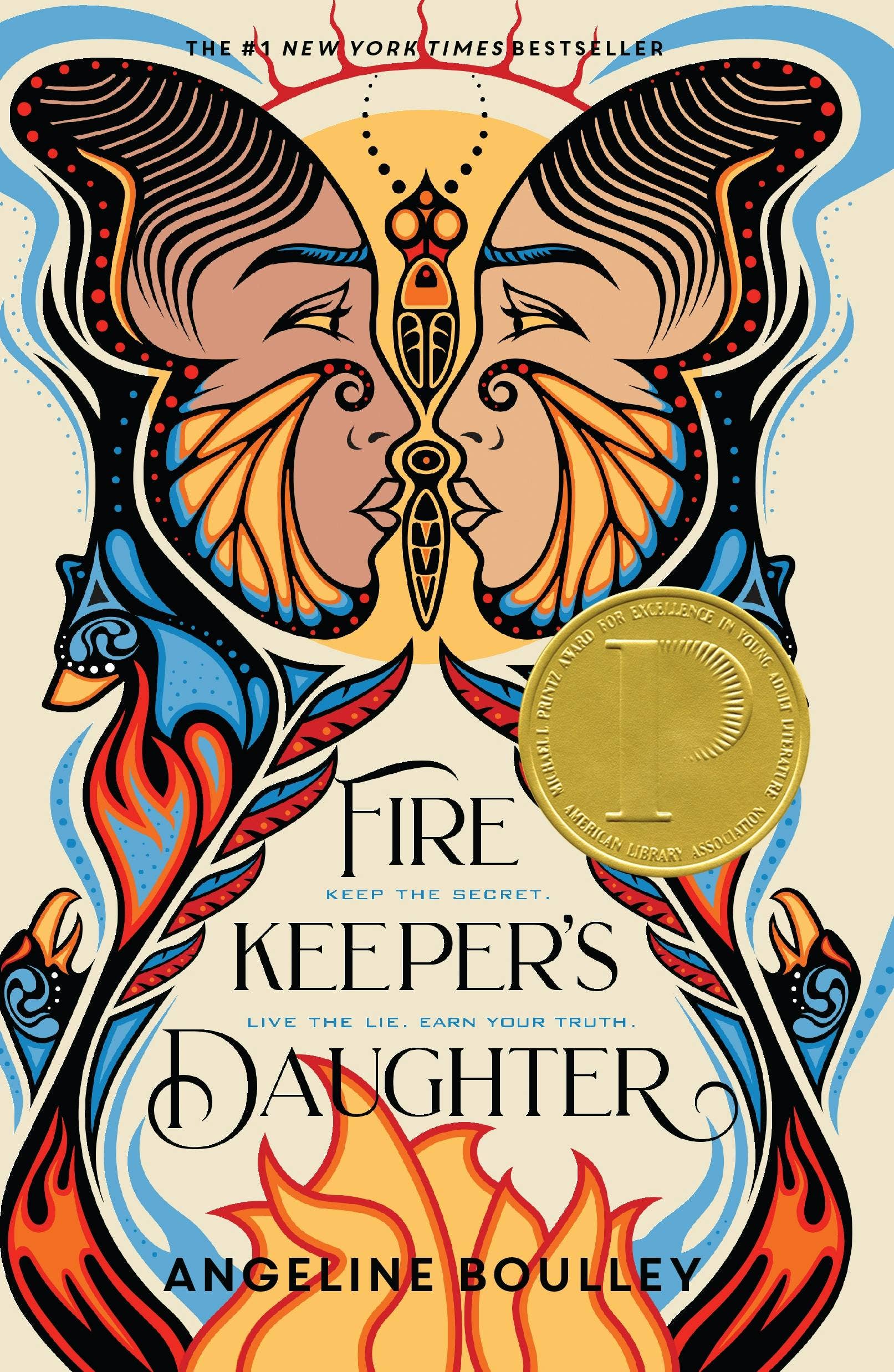 Book cover of 'Firekeeper's Daughter' with colorful Native design and New York Times Bestseller badge.