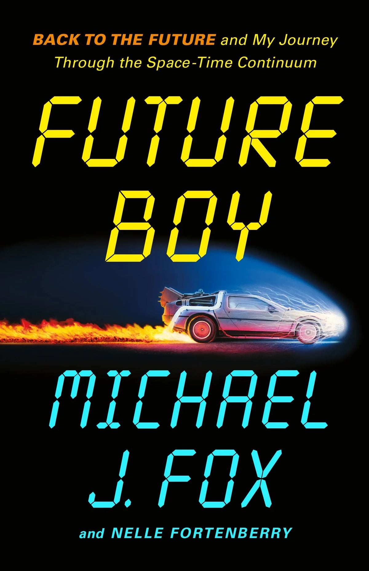 Book cover with fast car on cover Future Boy by Michael J. Fox