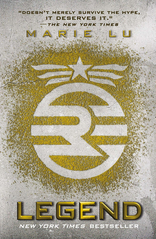Book cover of 'Legend' by Marie Lu with gold emblem and text on a textured background