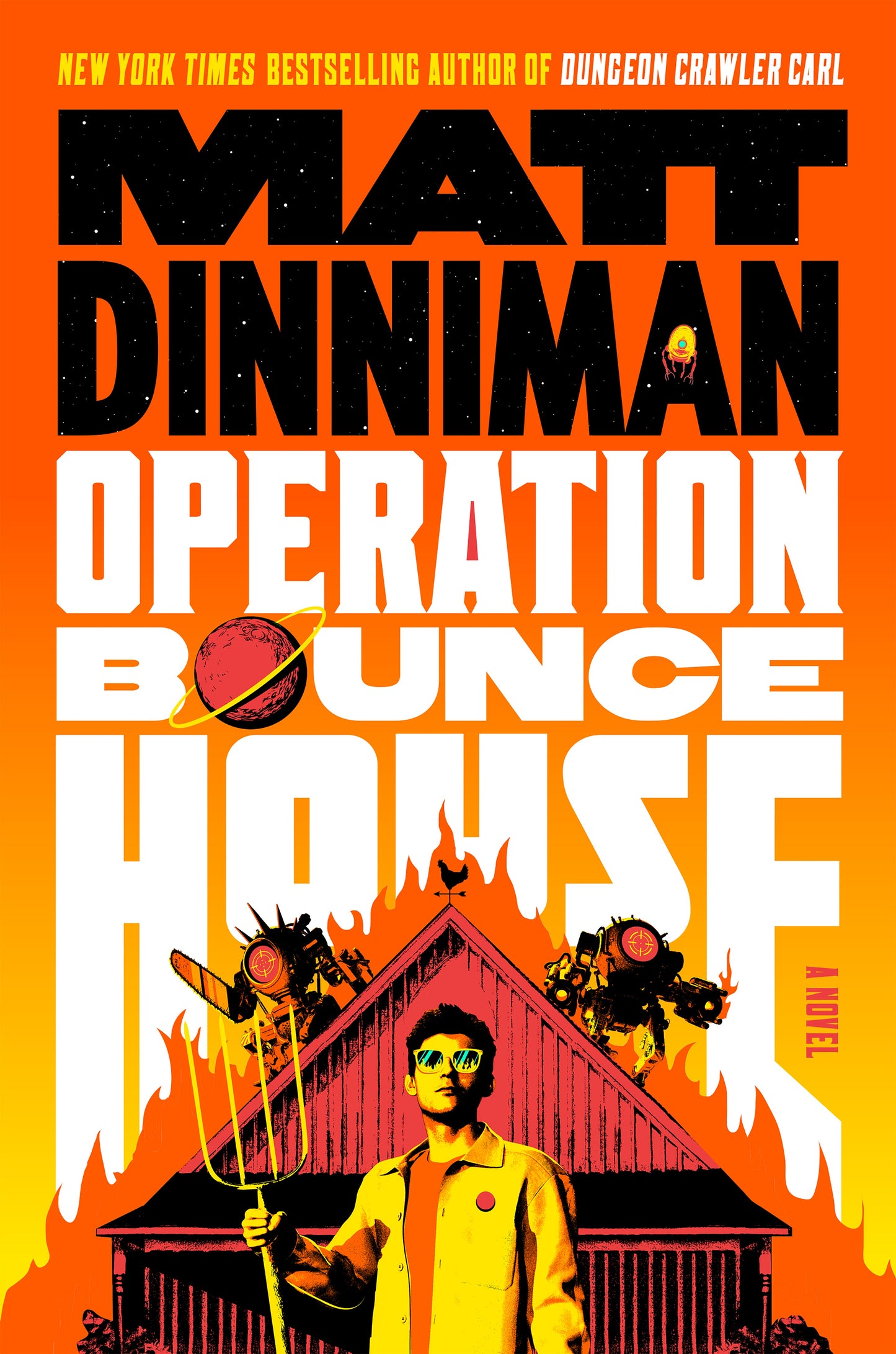 Book cover of 'Operation Bounce House' by Matt Dinniman with a stylized illustration and bold text.