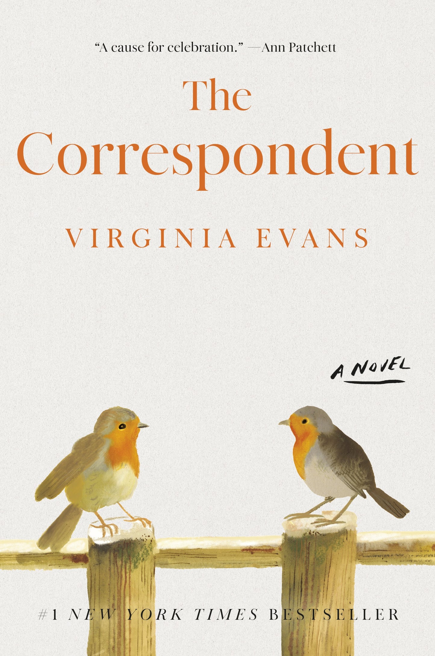 Book cover of 'The Correspondent' by Virginia Evans with two birds on a branch.